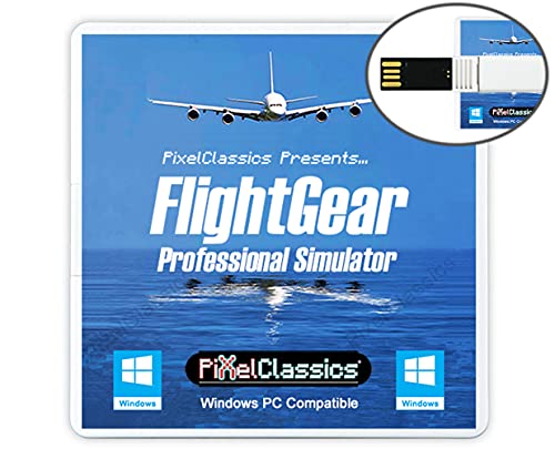 FlightGear Flight Simulator 2020 X Flight Sim Plane & Helicopter Professional Simulator USB Including 600 Aircraft & 20,000 Real World Airports Compatible with Microsoft Windows 11 10 8.1 8 7 Vista PC