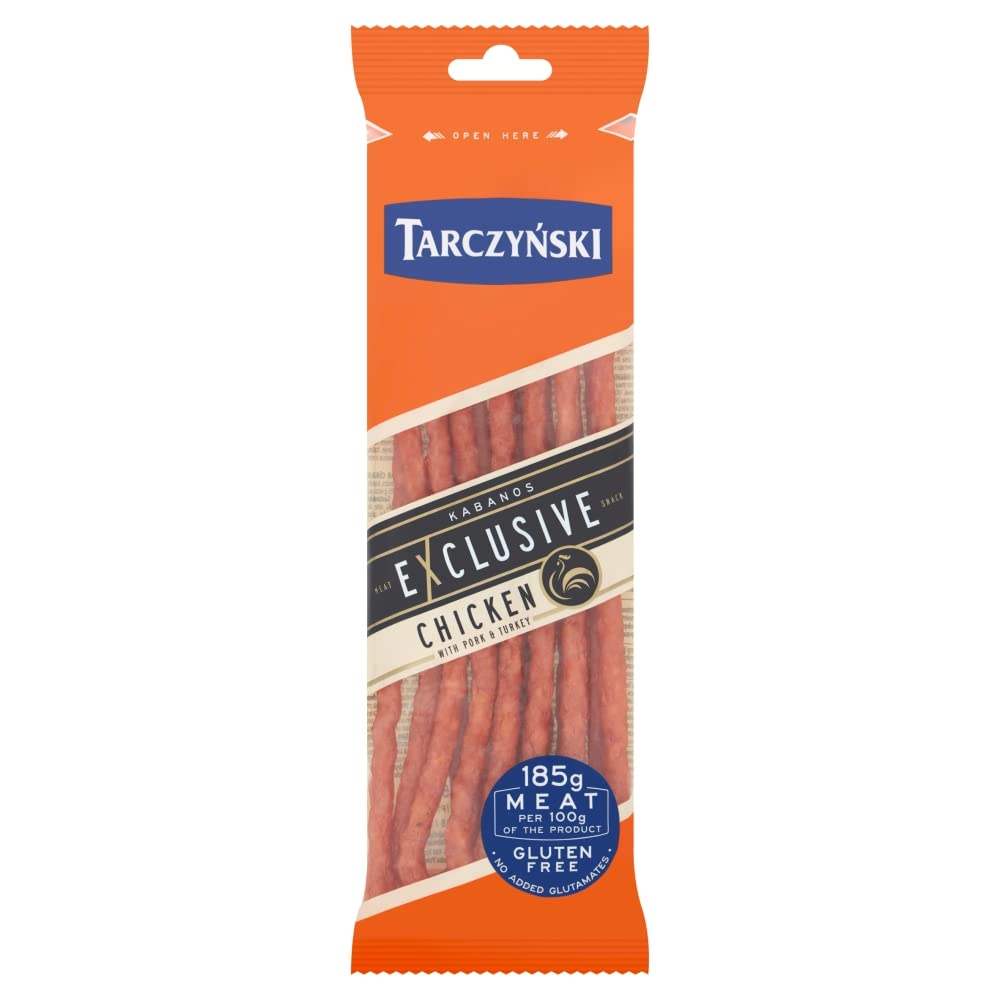 Tarczyński Geflügel und Schweinefleisch Kabanos Wurst 105g (10er Pack) - 25g Protein - Fleischsnack für unterwegs - Multipack