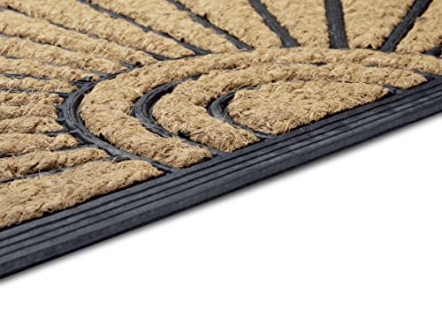 Hanse Home Kokos & Gummi Fußmatte Halbrund für Innen und Außen - Outdoor Schmutzfangmatte Natur, Kokosmatte Outdoor Ornamente, Wetterfest und rutschfest für Flur, Terrasse, Eingangsbereich - 45x75cm