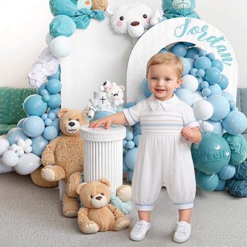Booulfi Baptism Christening Outfits for Boys Easter White Romper Baby Romper Church Newborn Clothes3