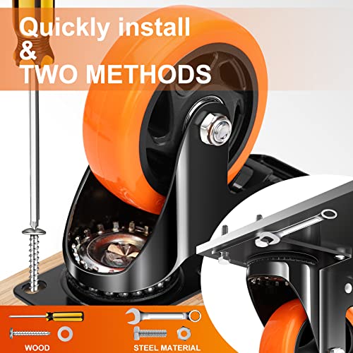 QNCZ 4" Caster Wheels, Outstanding Casters Set of 4 Heavy Duty, Silent Indust...