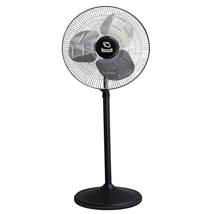 SUMMERCOOL Shakti Gold 450mm Sweep size Pedestal Fan | High Speed Pedestal Fan | Farrata | Stand fan | Telescopic Height With Adjustable Stand and Powerful Copper Motor 3 speed | Colour (Black)
