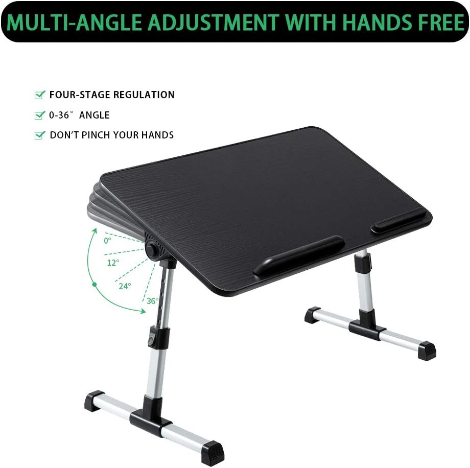 Exclusive Special Adjustable Laptop Desk for Bed,Portable Lap Desks with Foldable Legs, Portable Standing Bed Desk,for Eating, Working, Writing, Drawing(Black)