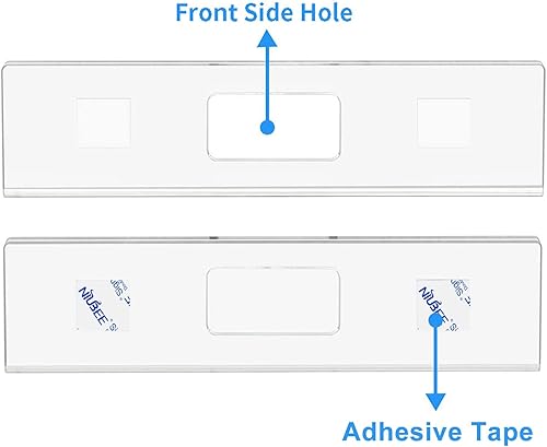 Miniatura 4 de NIUBEE Paquete de 12 soportes acrílicos para placa de nombre de pared de 2 x 8 pulgadas, soporte de plástico transparente horizontal con cinta de