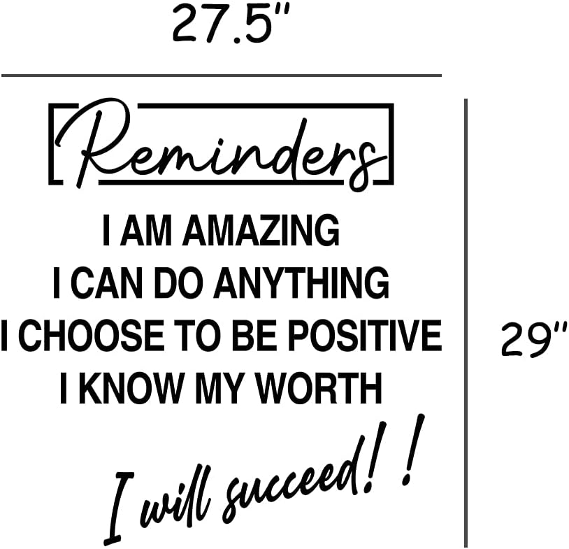 Inspirational Quotes Reminders I Am Amazing I Can Do Anything Wall Decal Vinyl Sticker for Living Room Bedroom Family Office School Classroom Decor Decoration Sticker (27.5''×29'')