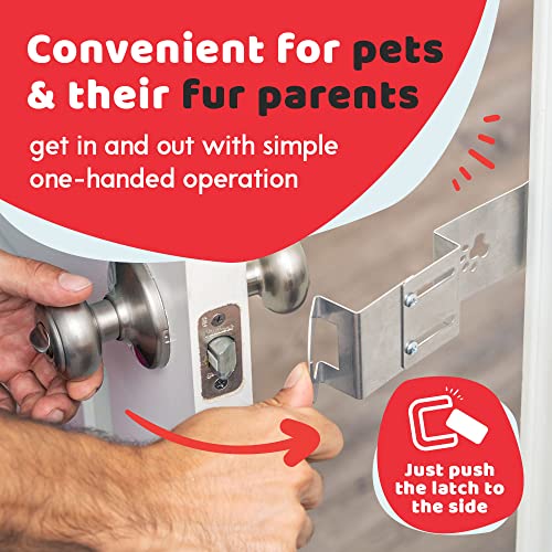 Thedoorlatch Cat Door Strap And Latch, Sturdy Door Holder For Keeping Dogs And Kids Out Of Rooms, Litter Boxes, And Food, Steel Silver Color Cat Door Latch #TOP5