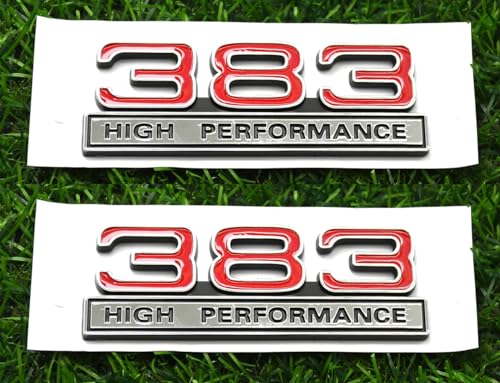 Image of 2pcs 383 6.2L High Performance Engine Emblems Badge 3D Decals Stickers Cars Trucks (Chrome Red)