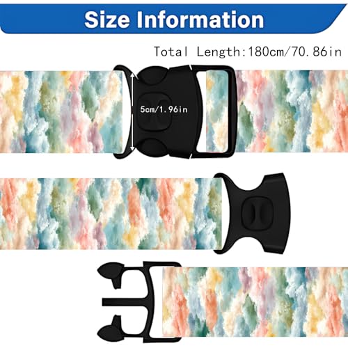 Image of Watercolor Cloud Luggage Straps 2 Pack - Pastel Sky Pattern Suitcase Belts with Quick-Release Buckle, Spring Summer Travel Accessories
