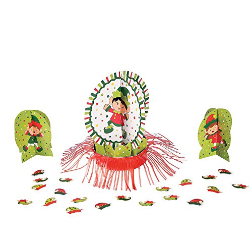 Fun Express - Elf Party Table D+cor Kit (23pc) for Christmas - Party Decor - General Decor - Centerpieces - Christmas - 23 Pieces