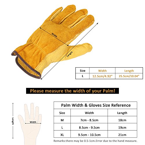 Roloiki Luvas de trabalho de couro Luvas de couro de trabalho dos homens Jardinagem Escavação Planta