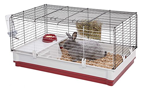 MidWest Homes for Pets 158 Wabbitat Deluxe Rabbit Home, Rabbit Cage, 39.5 L x 23.75 W x 19.75 H Inch, Maroon/White by MidWest Homes for Pets - Image 2