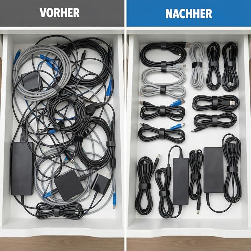 100 Stück Klett-Kabelbinder – 150 x 12 mm – Wiederverwendbare Kabelbinder für Kabelmanagement – Klettband für PC, TV, Haushalt, Büro & Garten – Kabel Organizer – Kabelbinder Klettverschluss