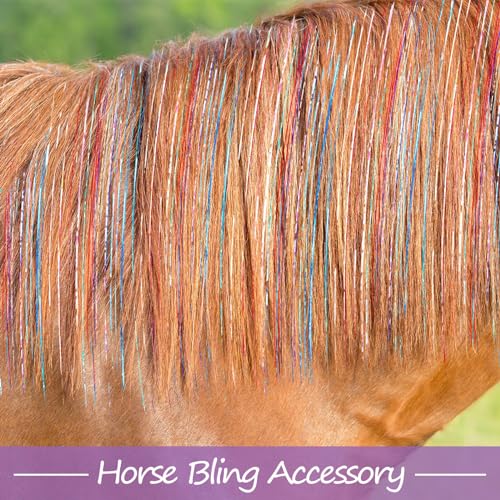 Juexica 18 Pcs Horse Accessory Clip in Hair Extensions for Mane and Tail Tack Horse Stuff Pony Hair Tinsel for Real Horses Western Bride Horse Lover and Girls Birthday (Multicolor)