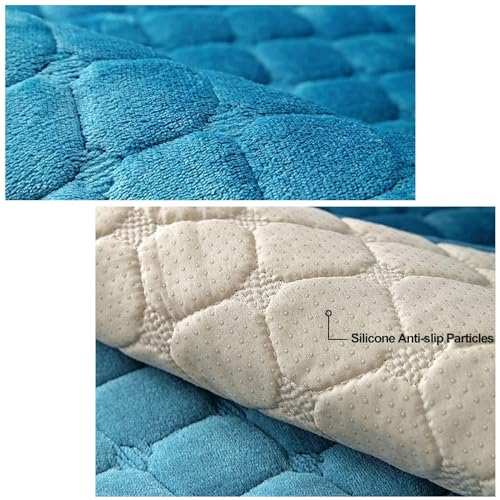 Housse de canapé velours bleu 110x210 cm contre griffures chat - 6