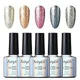 FairyGlo 5 Color Combo Platinum Gel Nail Polish UV LED Soak Off Manicure Nail Art Set Beauty Long Wearing Collection 10ml C58001