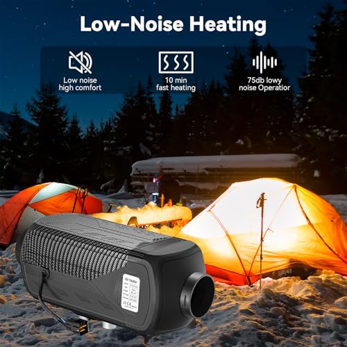 Redriver Standheizung Diesel, 12V/24V Lufterhitzer, Schwarz 5KW Air Diesel Heizung mit Schalldämpfer, LCD Schalter u. Fernbedienung für Auto RV Boote LKW KFZ PKW Wohnmobil