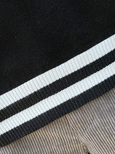 Oyoangle Men's Casual Cable Knit Sleeveless V Neck Pullover Cricket Sweater Vest Top School Cardigan Black S #TOP3