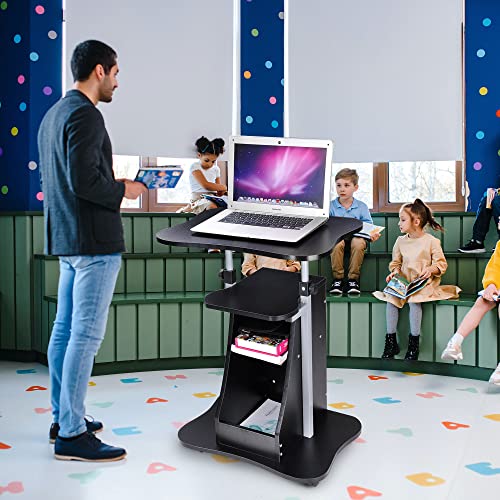 image for Yescom Mobile Laptop Cart Podium Adjustable Height Laptop Stand Portab