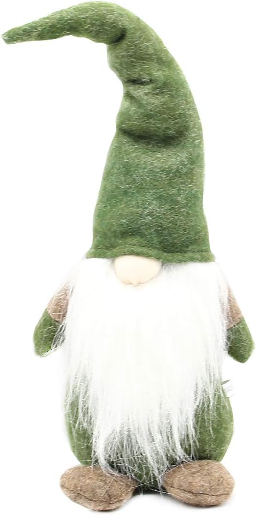 Handmade Swedish Tomte Christmas Gnome - Santa Ornaments Gifts Holiday Home Table Decor Elf Ornament (Green-Brown)