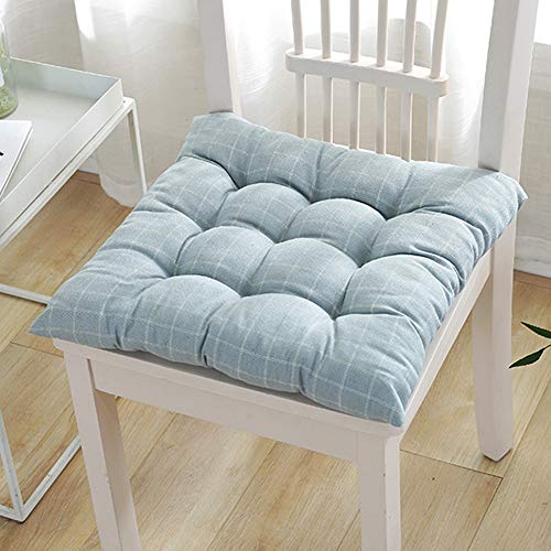 Riyifer Seat Pads For Kitchen Chairs, Non Slip Cotton-Polyester Blended Fabric Chair Cushion With Ties Suitable For Dining Chairs, Floors, Hard Chairs, Bay Windows, Etc,Blue,40X40Cm #TOP1