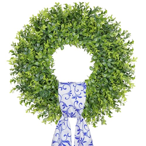 Vlorart 24 Inch Large Boxwood Door Wreaths for Front Door