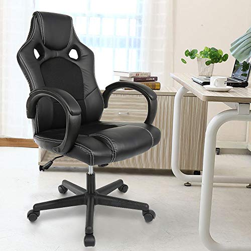 YIFAA Chaise de Gamer,Siège de Bureau Fauteuil de Gaming Ergonomique Hauteur Réglable Sportive Gaming Pivotant pour Gamer Joueur Ordinateur 63x60x129cm (Noir)