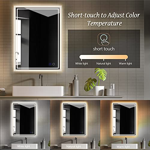 Zelieve 24X32 Led Bathroom Mirror,Led Mirror For Bathroom,Bathroom Mirror With Lights,Backlit Mirror,Anti-Fog,Dimmable,Cri90+,Touch Button,Water Proof,Horizontal/Vertical,Wall Mounted thumb #3