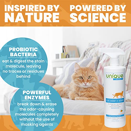 Unique Advanced Cat Odor + Stain Remover - 24 Oz. Ready-To-Use Liquid Spray - Cat Urine Remover, Eliminates Stains And Removes Pet Odors #TOP4