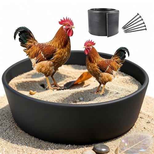 Staubbad für Hühner Hühnerstaubbadewanne 65cm Legenest für Hühner einstellbare Größe mit 10 Nägeln Bodenlose Hühnerstaubbadwanne Verwendung im Freien