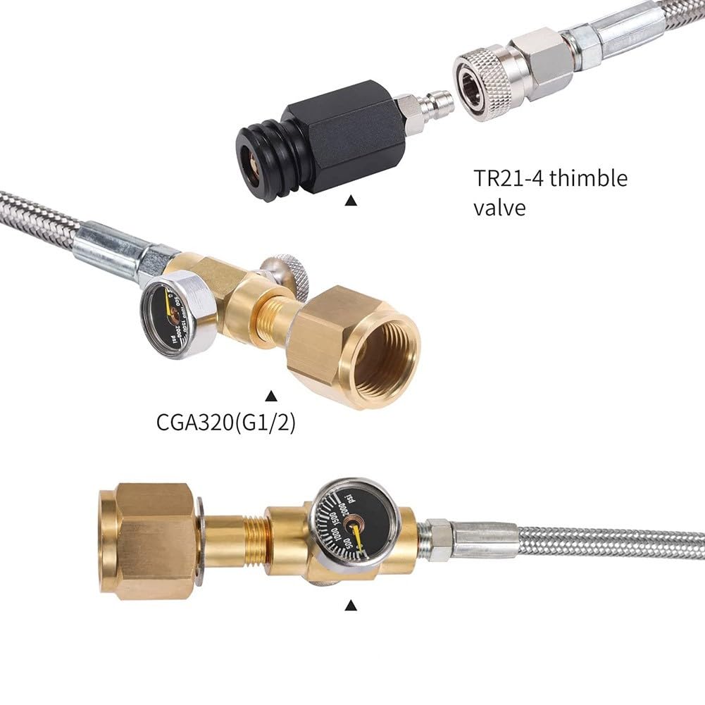 Bezpośredni adapter cylindra zbiornika z manometrem węża 152.4 cm i do zaworu wydechowego