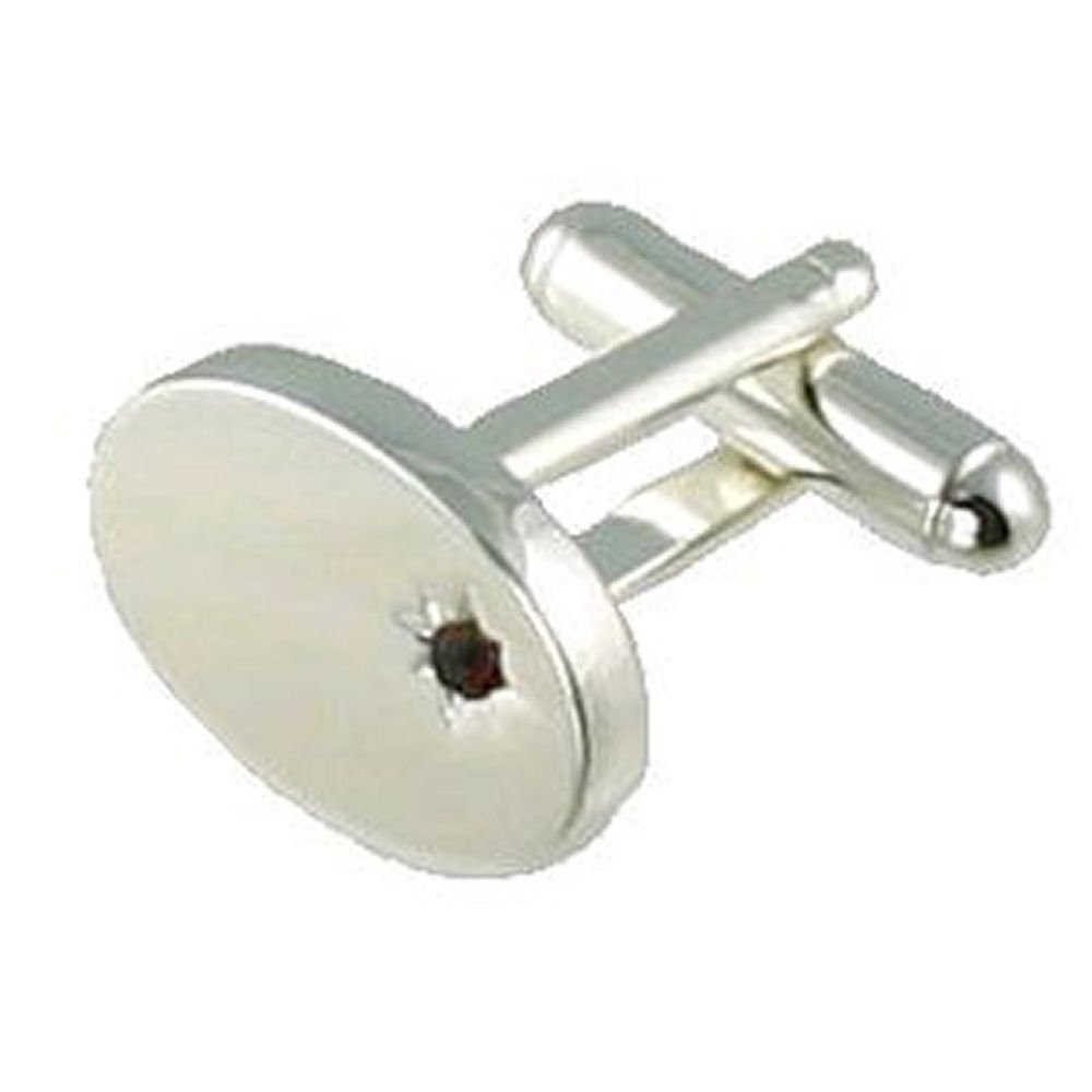 Select Gifts Men's Red Cuff Links Silver Oval & Ruby Crystal Cufflinks Pouch