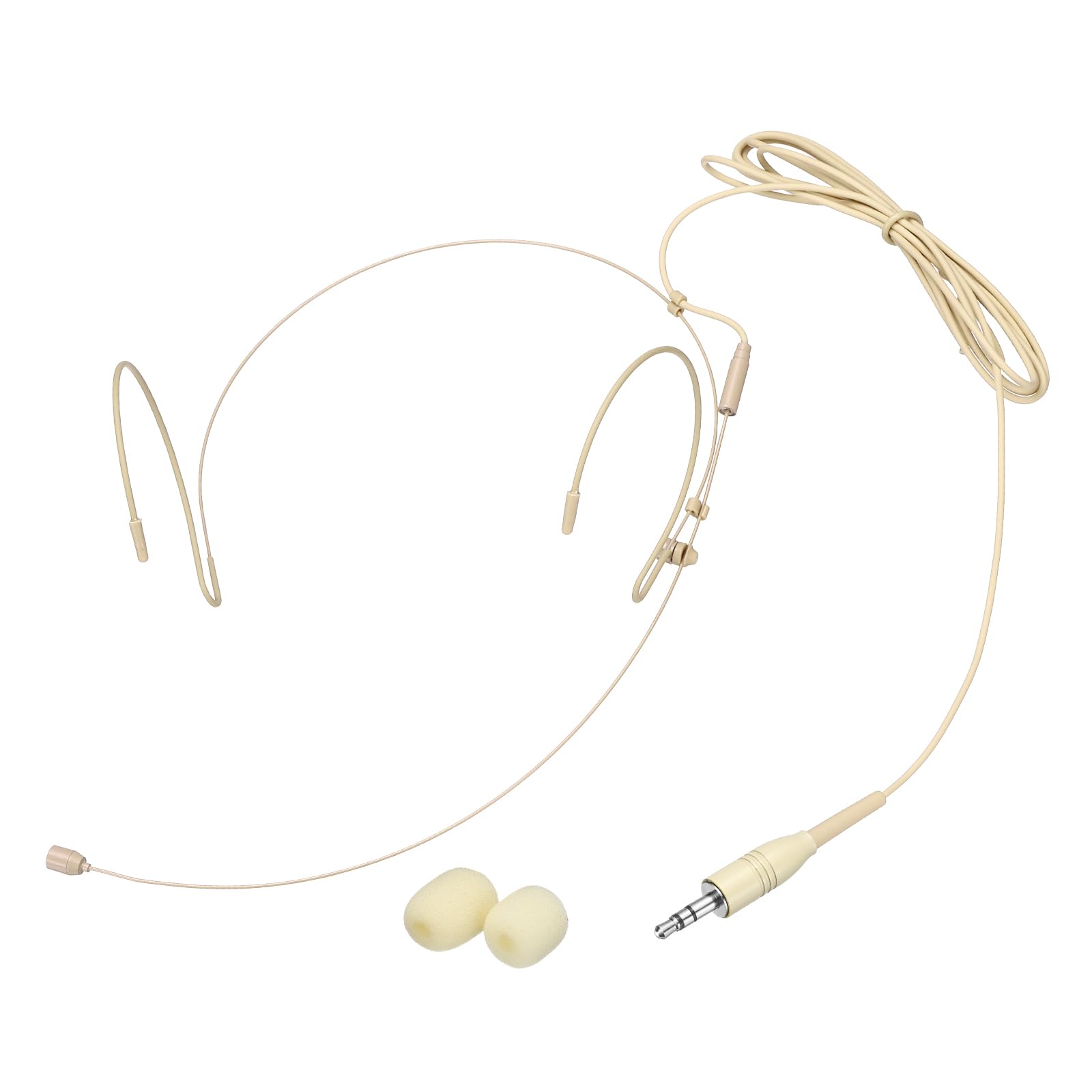 MECCANIXITY Ear Hook Headset Microphone,Standard 3.5mm TRS Plug, Beige