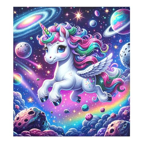 Cute Cartoon Unicorn in Galaxy Space Dishwasher Door Cover, Magnetic Refrigerator Cover, Farmhouse Kitchen Decor