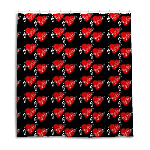 Rideau de douche notes de musique anti projection eau polyester lavable 182x183cm
