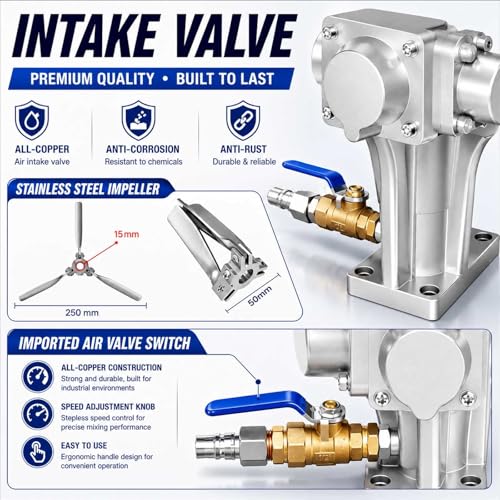 Agitadores neumáticos IBC de 1 HP con hélice plegable para tanques de 265 galones 6