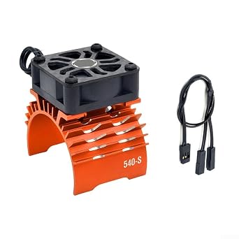 Niceminiwall For Surpass Hobby 30Mm Motor Cooling Fan, 28000RPM High Speed RC Cooler With Metal Heatsink Cover For 1/8 1/10 RC Cars 36-38mm Brushless MotorsOrange540-S