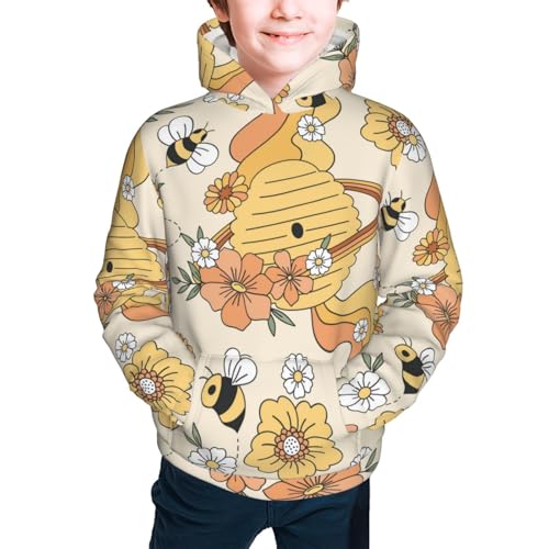 Groovy Floral Kid Hoodies Boys Sweatshirts Girls Pullover with Pocket3