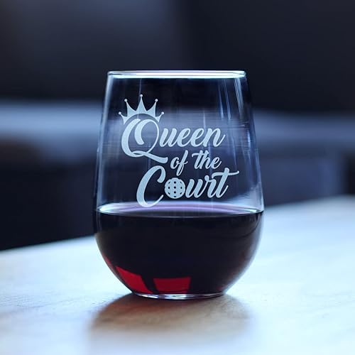 Miniatura 2 de Queen of the Court Stemless Wine Glass - Pickleball Gifts for Women - Pickleball Themed Décor - Large 17 Oz Glasses