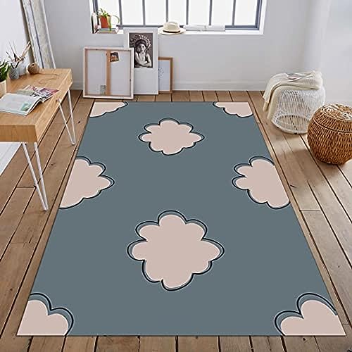 Modern Nordic Ins Style Area Rug, Simple Cloud Square Pad Bedroom Rugs, Non-Slip Carpet Easy to Clean Comfortable Durable with Rubber Backing for Living Room Girls Room Yoga Studio 2ftx4ft