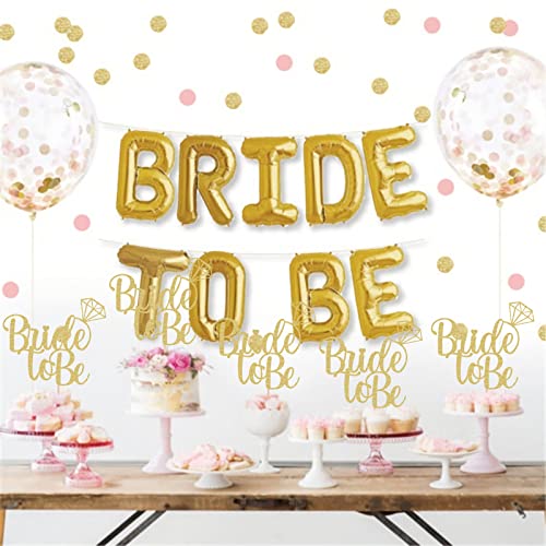 Ahaoray Bride To Be Cake Topper - Gold Glitter Bridal Shower Cake Decoration Supply - Bridal Wedding Engagement Party Decoration Photo Prop #TOP5