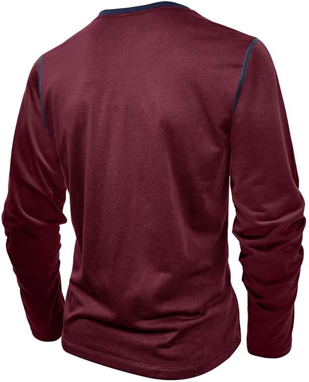 Mens Henley Shirts Long Sleeve Casual Button T-Shirt Classic Basic Cotton Lightweight Stylish Pullover Tees - Image 3