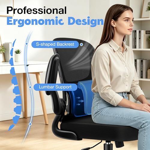 Image of ALLGOD Ergonomic Office Chair, Breathable Mesh Ergonomic Desk Chair with Adjustable Lumbar Support, Flip-up Armrests, Computer Chairs Comfortable for Home, Office, Work, 300lbs, Black (4Pack)