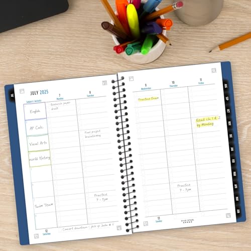 Image of Five Star Planner 2025-2026 Academic, Weekly & Monthly Advance Student Planner + Study App, 5-1 /2 inch x 8-1 /2 inch, Small, Pacific Blue (CAW45920)