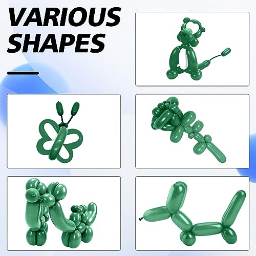 Image of 260 Balloons, 50pcs Dark Green Long Balloons for Arch, Animals Kit, Twisting