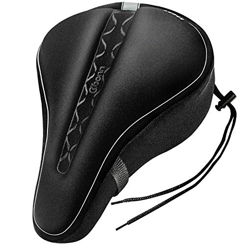 OKBONN Housse de Siège de Vélo, Couvre Selle Gel, Vélo en Gel, Selle Velo Rembourrée, Fait de Gel et Mousse à Mémoire, Respirant, Doux, pour Vélo d'Appartement, E-Bike, VTT de Montagne, Vélo de Route