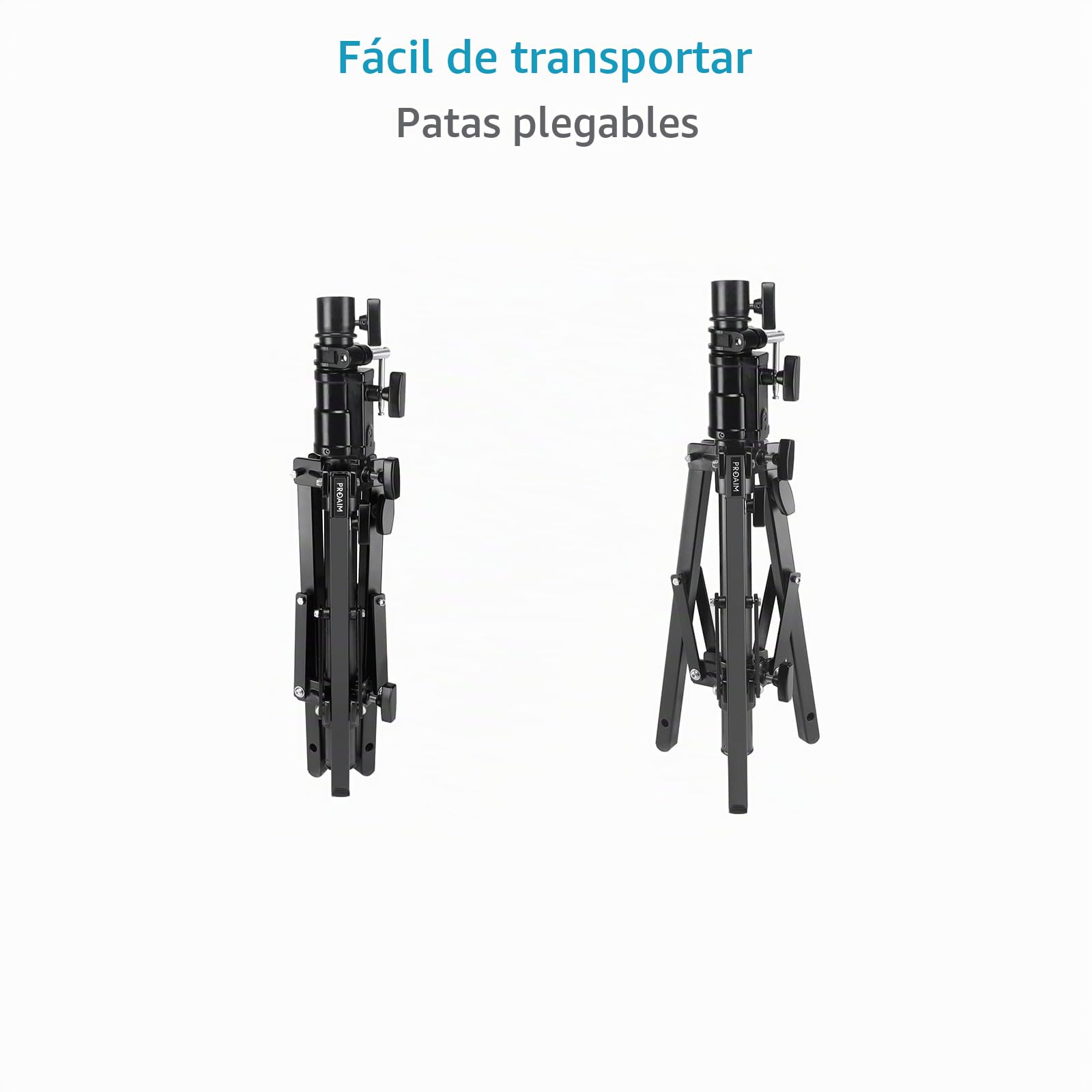 PROAIM Soporte para Slider de Cámara de 112 cm con Pin Junior | Altura ajustable de 63 a 112 cm, estructura de acero y aluminio de 2 secciones, base de 79 cm con 2 patas niveladoras.