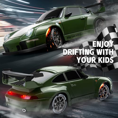 Image of Drift RC Car Kit - 1 /24 4WD 2.4GHz Remote Control Green Sports Car