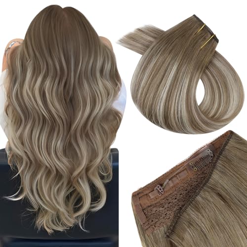 Easyouth Wire Hair Extensions Balayage Human Hair Wire Extensions Brown