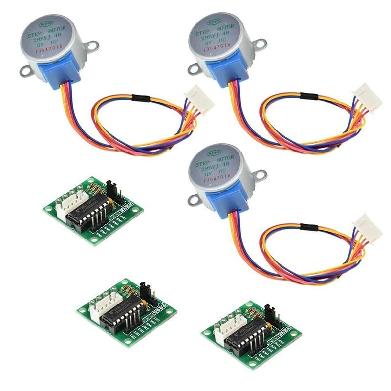 WheatThrive Motor paso a paso, motor 28BYJ-48, controlador ULN2003, 5 V CC, 4 fases, bajo ruido, 3 juegos para pruebas de Arduino