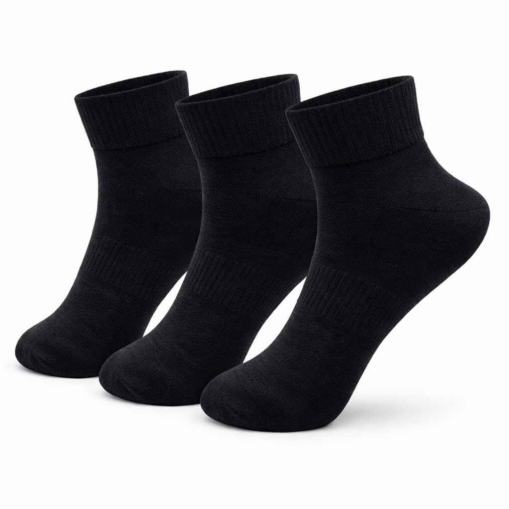 ANKLE LENGTH TERRY SOCKS 3 PAIR SIZE 39-42 BLACK-image-38